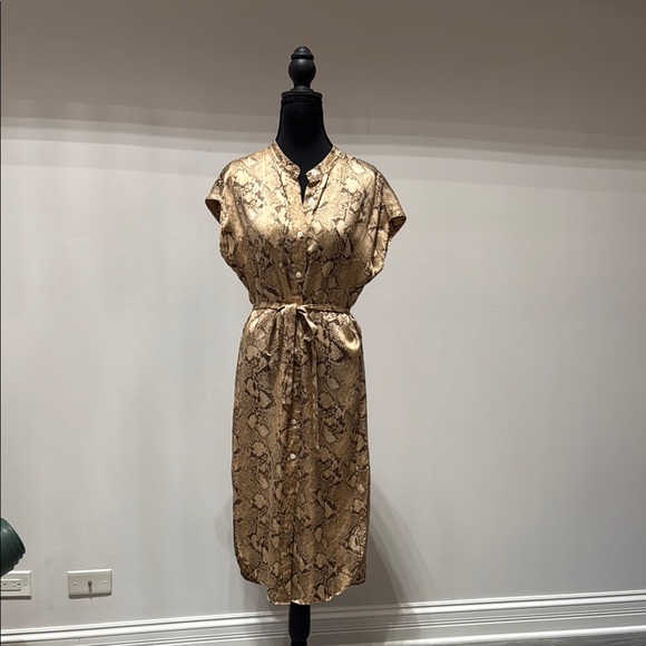 Banana Republic Gold Patterned Midi Dress - Picture 1 of 4